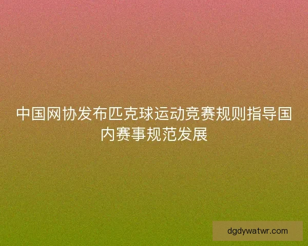 中国网协发布匹克球运动竞赛规则指导国内赛事规范发展 中国网协发布匹克球运动竞赛规则指导国内赛事规范发展