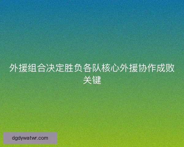 外援组合决定胜负各队核心外援协作成败关键